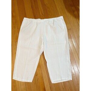 J Jill Love Linen Pull On Cropped Pants Womens Plus Size 4X White Comfort EUC